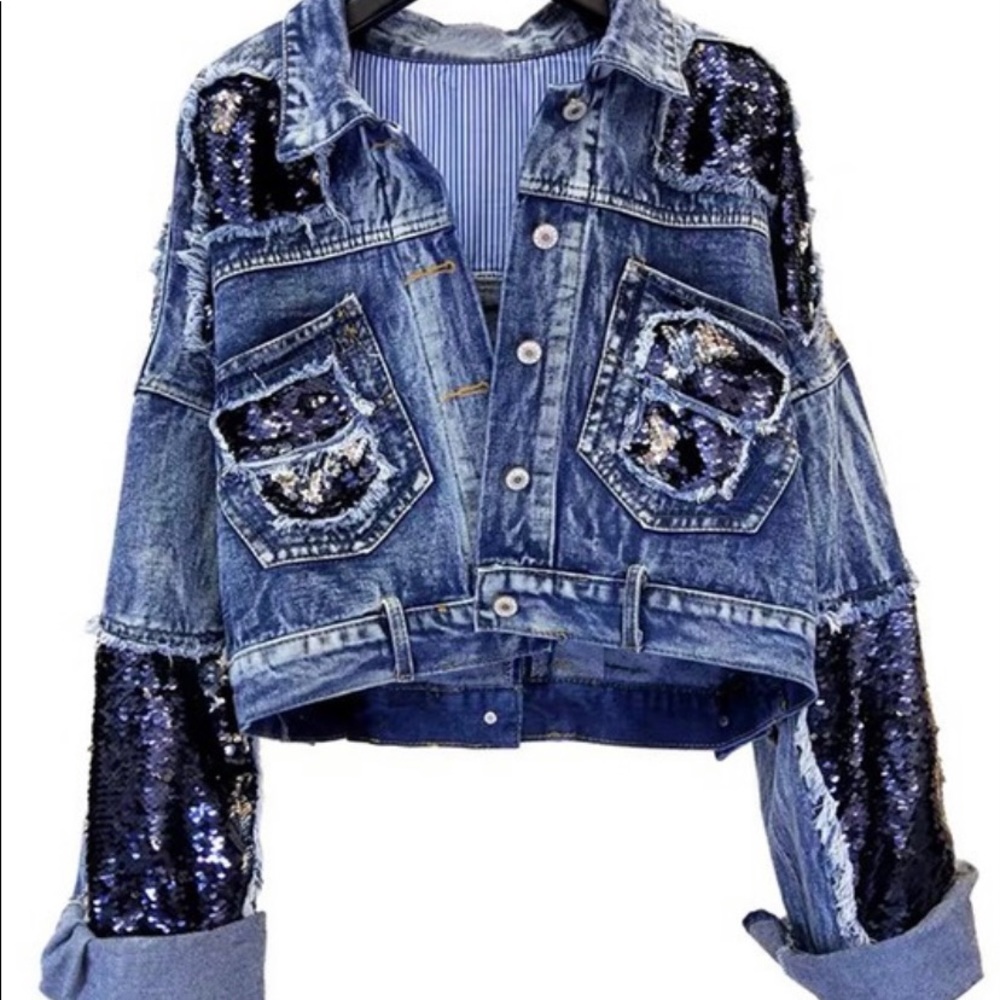 Sequins/denim jacket